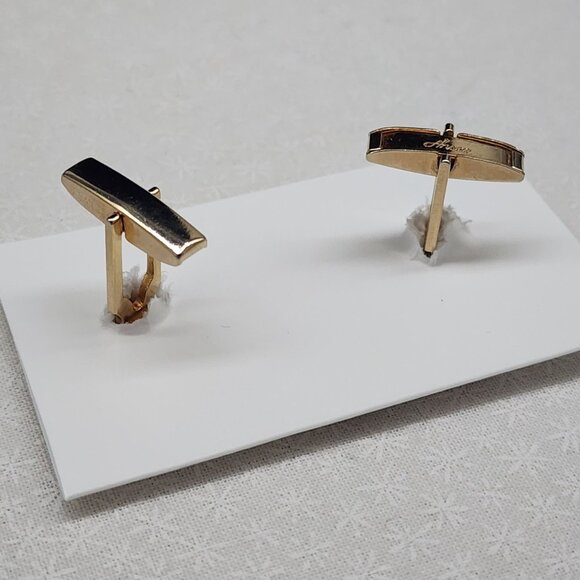 Anson Oval Gold-Tone Textured Mens Cufflinks - Picture 4 of 4